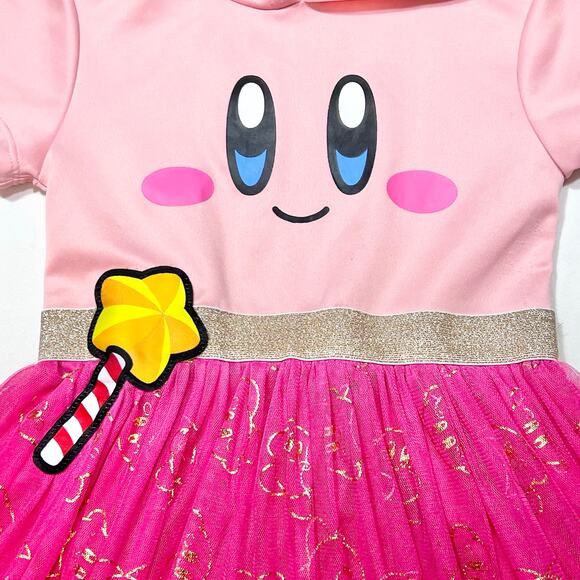 Kirby Big Face Cradle Hooded Dress Girls Medium 8-10 Pink Short Sleeve Used - Picture 4 of 8